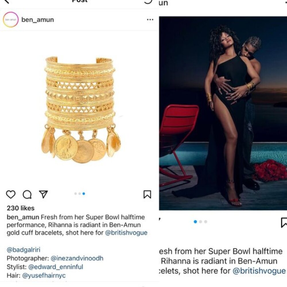 Ben-Amun gold cuff with coins bracelets <Rihanna>